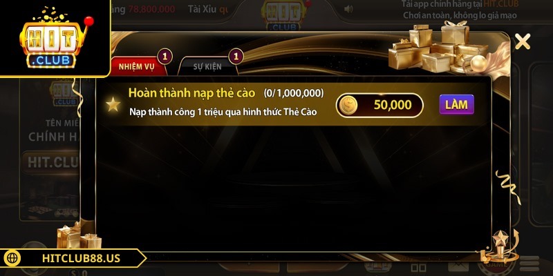Hoàn thành nạp thẻ cào để ngay lập tức nhận thưởng liền tay